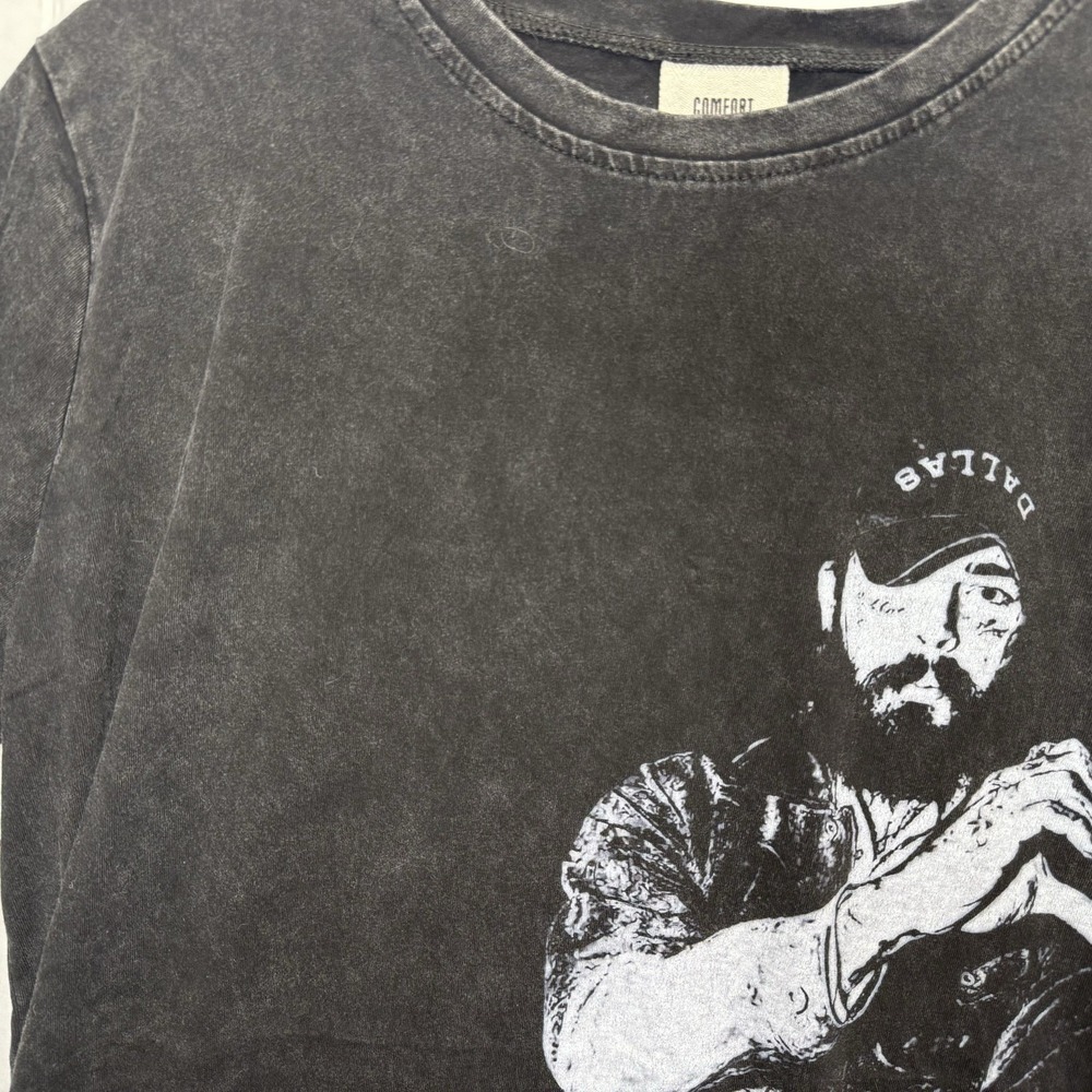 Post Malone Size Large Black Acid Wash Cowboy Dallas Tee Comfort Colors - Picture 4 of 10
